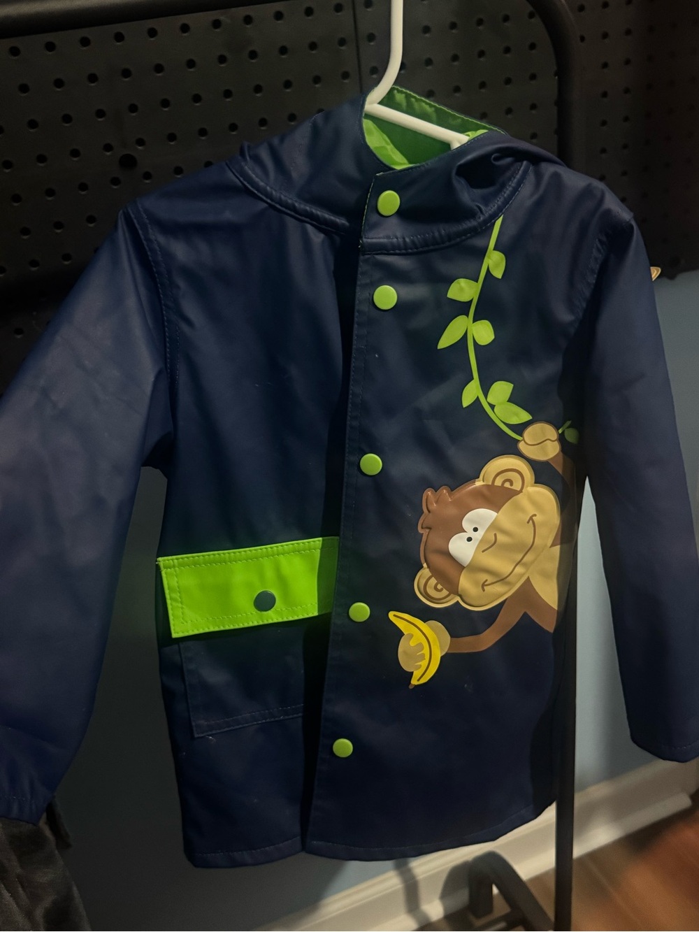 Wippette Navy & Lime Monkey Kids Raincoat